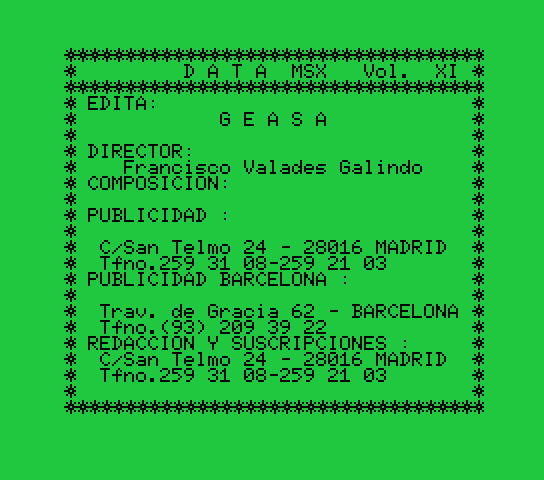 Data MSX Vol. XI